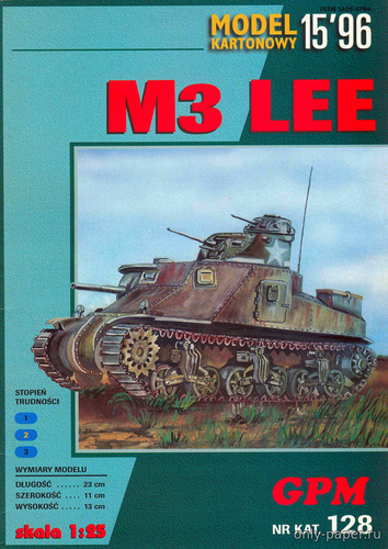 Модель танка M3 Lee из бумаги/картона