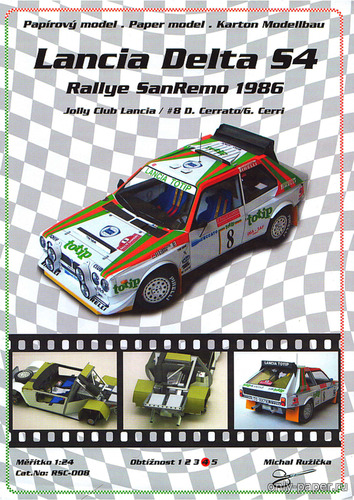 Сборная бумажная модель / scale paper model, papercraft Lancia Delta S4 (Rallye SanRemo 1986 Jolly Club Lancia #8) (Ondrej Hejl RSC-008) 