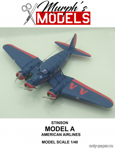 Сборная бумажная модель / scale paper model, papercraft Stinson Model A American Airlines 