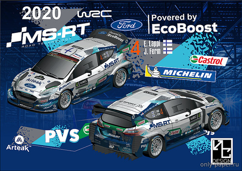 Сборная бумажная модель / scale paper model, papercraft Ford Fiesta WRC 2020 