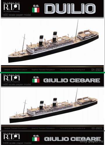 Сборная бумажная модель / scale paper model, papercraft S.S. Duilio - S.S. Giulio Cesare (Thanadol Shipyards) 