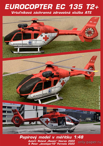 Сборная бумажная модель / scale paper model, papercraft Eurocopter EC-135 Slovakia (Перекрас модели от PR Models) 