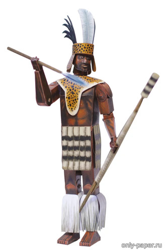 Сборная бумажная модель / scale paper model, papercraft Bojovník z kmene Zulu / Воин из племени Зулу (ABC 09/2022) 