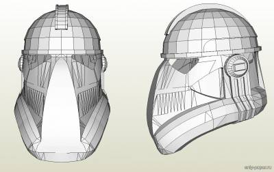 Модель шлема Клон-коммандера из бумаги/картона