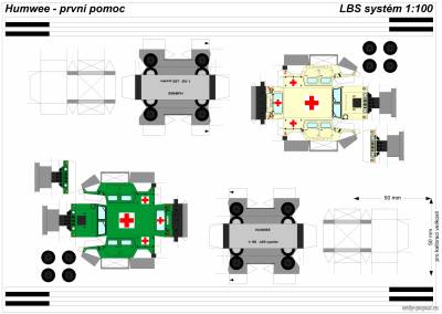 Сборная бумажная модель / scale paper model, papercraft Hummer  (LBS Systém) 