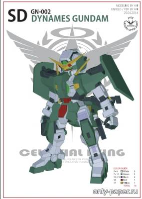 Сборная бумажная модель / scale paper model, papercraft SD GN-002 Dynames Gundam 