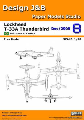 Сборная бумажная модель / scale paper model, papercraft Lockheed T-33A Thunderbird (Design J&B) 