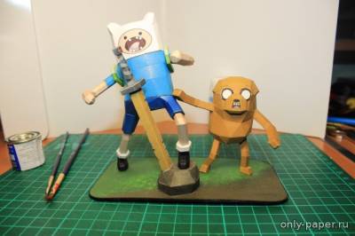 Сборная бумажная модель / scale paper model, papercraft Finn & Jake (Adventure Time) 