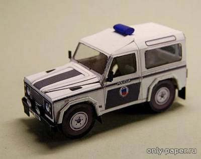 Сборная бумажная модель / scale paper model, papercraft Land Rover Defender 90 государственная полиция Латвии 