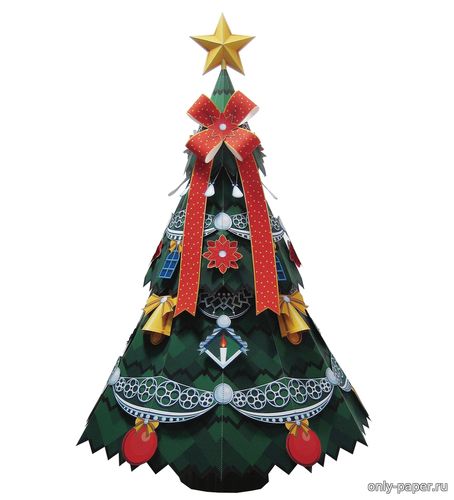 Сборная бумажная модель / scale paper model, papercraft Новогодняя (Рождественская) елка / Christmas Tree Basic (Canon) 