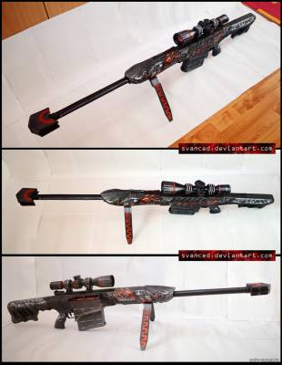 Модель снайперской винтовки Barrett M82A1 Born Beast из бумаги/картона