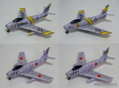 Модель самолета F-86F Sabre из бумаги/картона