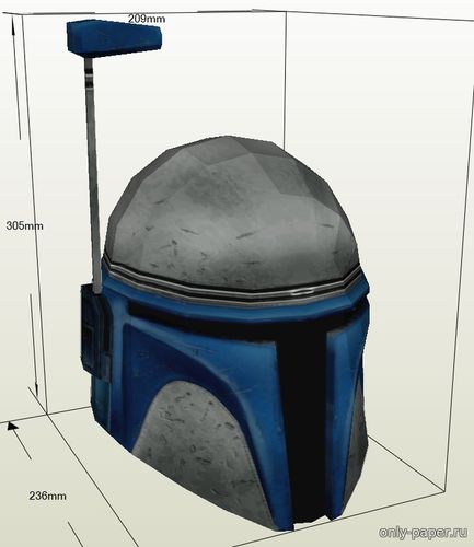 Сборная бумажная модель / scale paper model, papercraft Шлем Джанго Фетта / Jango Fett Helmet (Star Wars) 