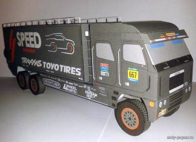 Сборная бумажная модель / scale paper model, papercraft Dakar 2015 Freihtliner (#667 Robby Gordon Dakar Team SPEED) 