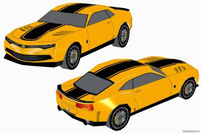 Сборная бумажная модель / scale paper model, papercraft Chevrolet Camaro 2014 (Transformers 4) 