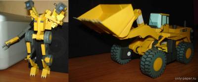Модель робота-трансформера Scrapper из бумаги/картона