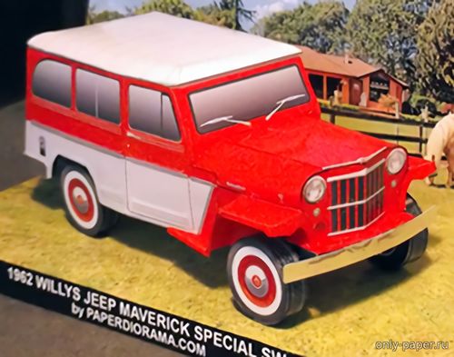 Модель автомобиля Willys Jeep Station Wagon 1962 из бумаги/картона