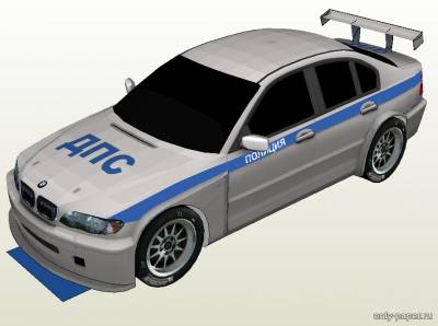 Модель автомобиля BMW 320i E46 «Полиция» из бумаги/картона