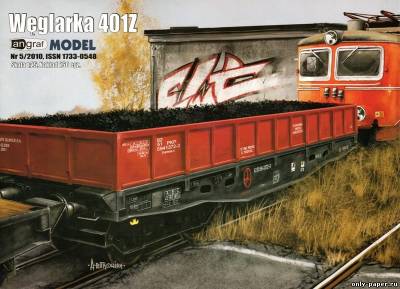 Модель вагона-платформы Weglarka 401Z из бумаги/картона