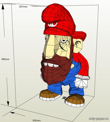 Модель фигуры Meth Head Mario из бумаги/картона