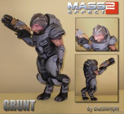 Сборная бумажная модель / scale paper model, papercraft Grunt (Mass Effect 2) 