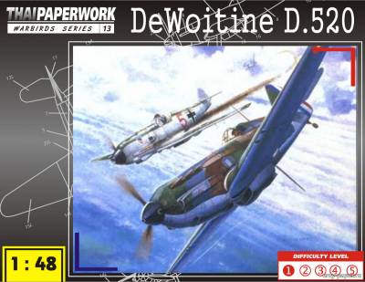 Модель самолета DeWoitine D.520 из бумаги/картона