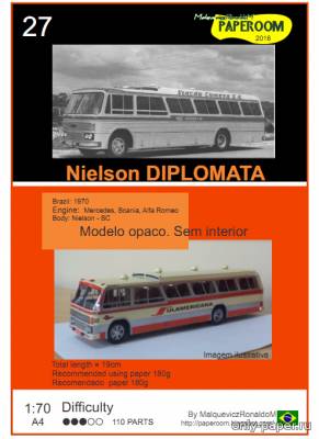 Модель автобуса Nielson Diplomata из бумаги/картона