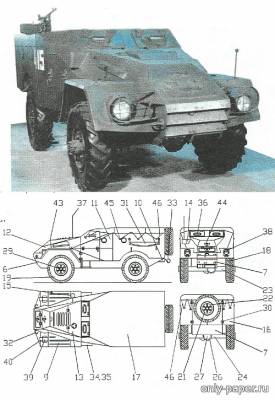 Сборная бумажная модель / scale paper model, papercraft БТР-40 (Левша №04/2000) 