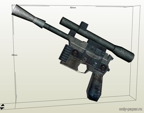 Модель пистолета-бластера DL-44 из бумаги/картона