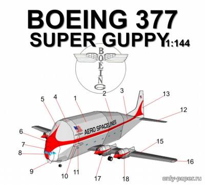 Модель самолета Aero Spacelines Super Guppy из бумаги/картона