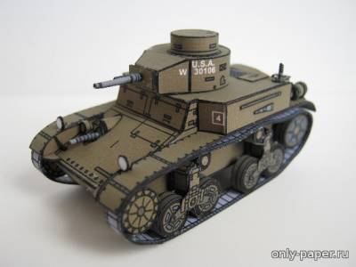 Модель среднего танка M2A1 из бумаги/картона