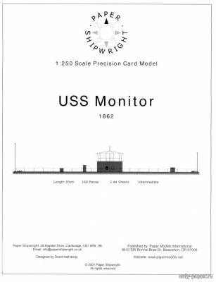 Сборная бумажная модель / scale paper model, papercraft USS Monitor 1862 (Paper Shipwright) 