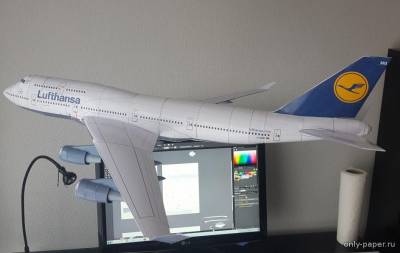 Сборная бумажная модель / scale paper model, papercraft Boeing 747-400 Lufthansa [Перекрас Canon] 