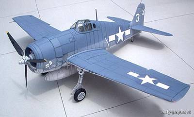 Модель самолета Grumman F6F-3 Hellcat из бумаги/картона