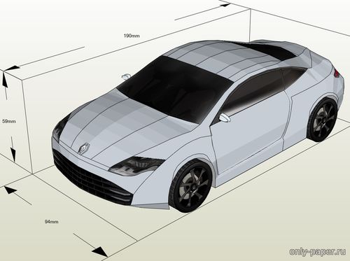 Модель автомобиля Renault Laguna Coupe Concept из бумаги/картона