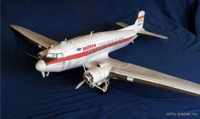 Сборная бумажная модель / scale paper model, papercraft DC-3 Lineas Aeras de Iberia [Alan Rose - Bob's Card Models] 