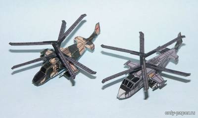 Модели вертолетов Ка-50/52 из бумаги/картона