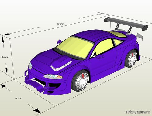 Сборная бумажная модель / scale paper model, papercraft Need for Speed Underground's intro car (Mitsubishi Eclipse) 1999 