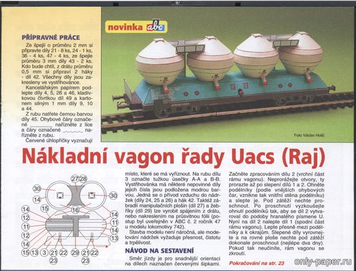 Сборная бумажная модель / scale paper model, papercraft Nakladni vagon ZSR rady Uacs Raj [ABC 3/2003] 