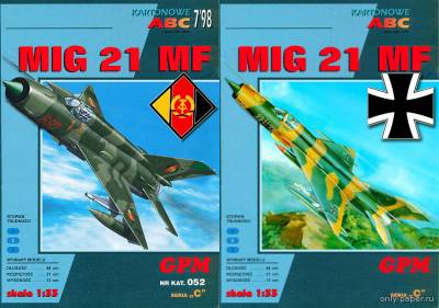 Сборная бумажная модель / scale paper model, papercraft МиГ-21МФ ГДР-ФРГ / MiG-21MF DDR-BRD (Перекрас GPM-MDK) 