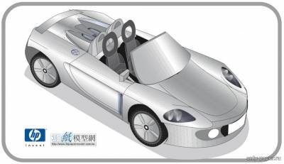 Сборная бумажная модель / scale paper model, papercraft Porshe Carrera GT (3DPMS) 