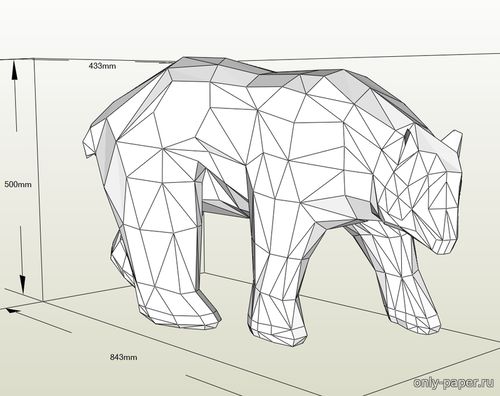 Модель медведя из бумаги/картона