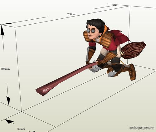 Модель фигуры Гарри Поттера на метле из бумаги/картона