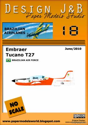 Модель самолета Embraer Tucano T27 из бумаги/картона