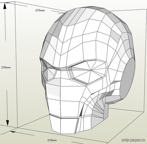 Модель шлема стимпанк в стиле Железного Человека из бумаги/картона