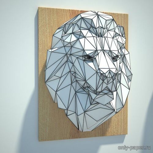 Сборная бумажная модель / scale paper model, papercraft Голова льва на стене / Lion Head Wall Hanging 