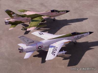 Сборная бумажная модель / scale paper model, papercraft Republic F-105 Thunderchief (TSMC) 
