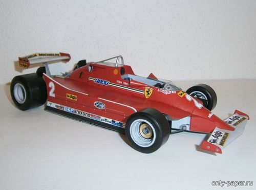 Сборная бумажная модель / scale paper model, papercraft Ferrari 126C - Gilles Villeneuve Italian GP practice 1980 
