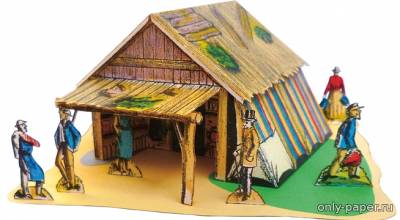 Модель загородного дома из бумаги/картона