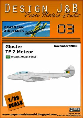 Модель самолета Gloster TF-7 Meteor из бумаги/картона
